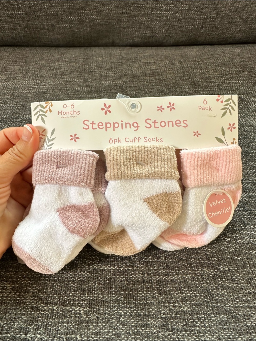 Pink & Beige Baby Cuff Socks - 6 Pack